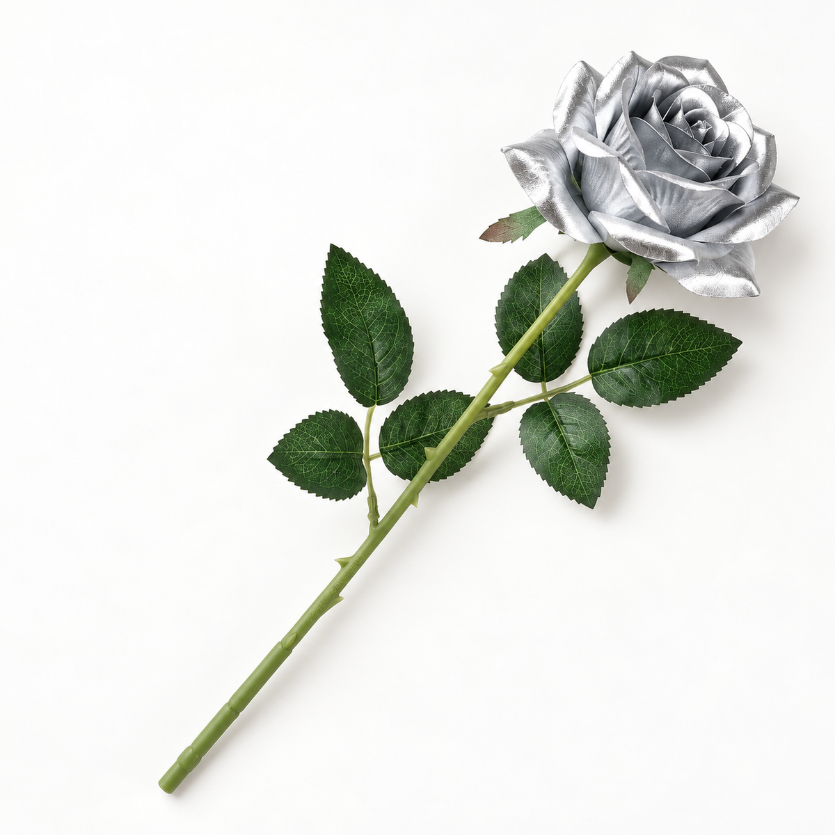 Premium Artificial Rose Stem | Silver