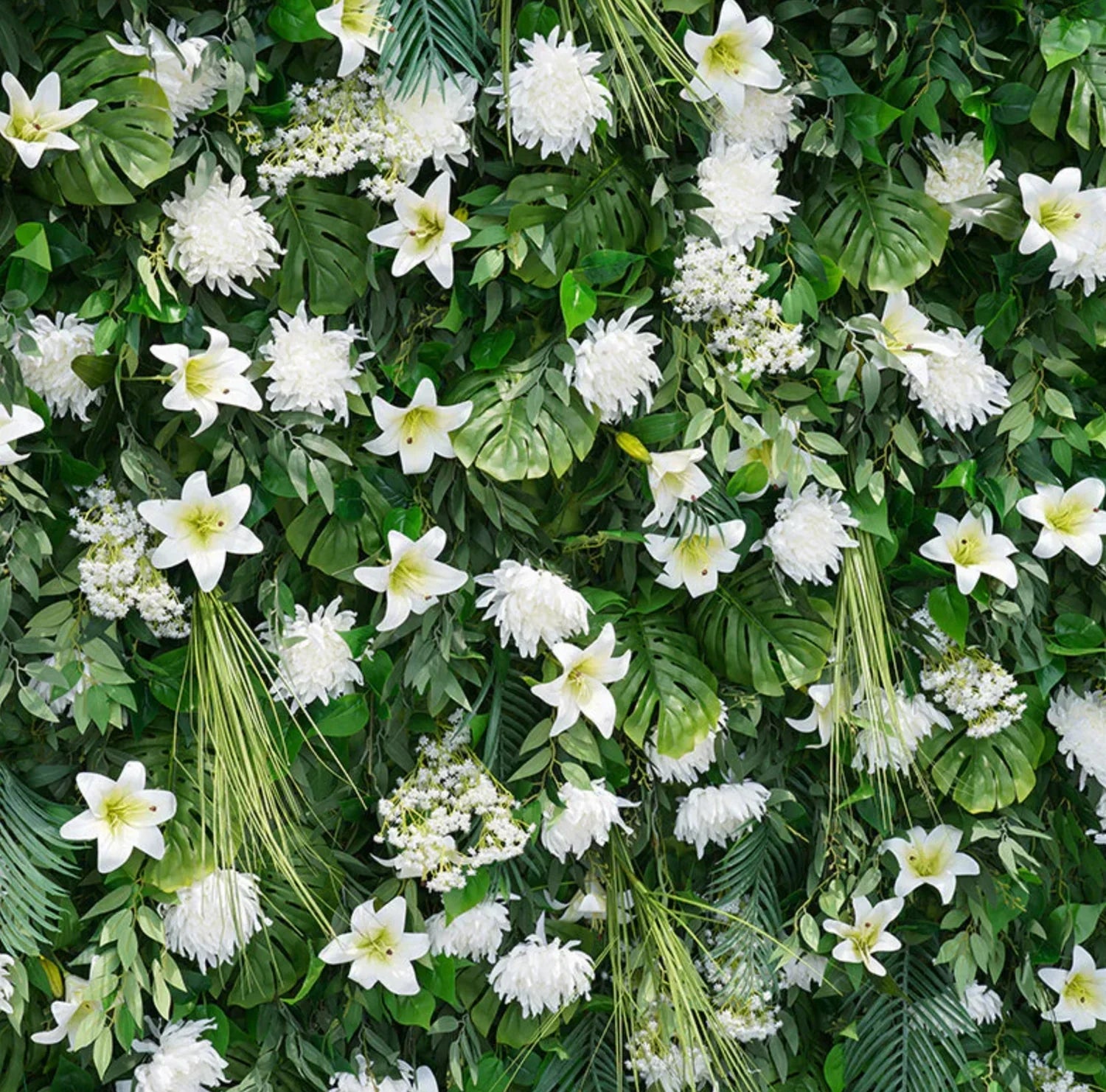 White Flower Tropical Greenery Backdrops | 509