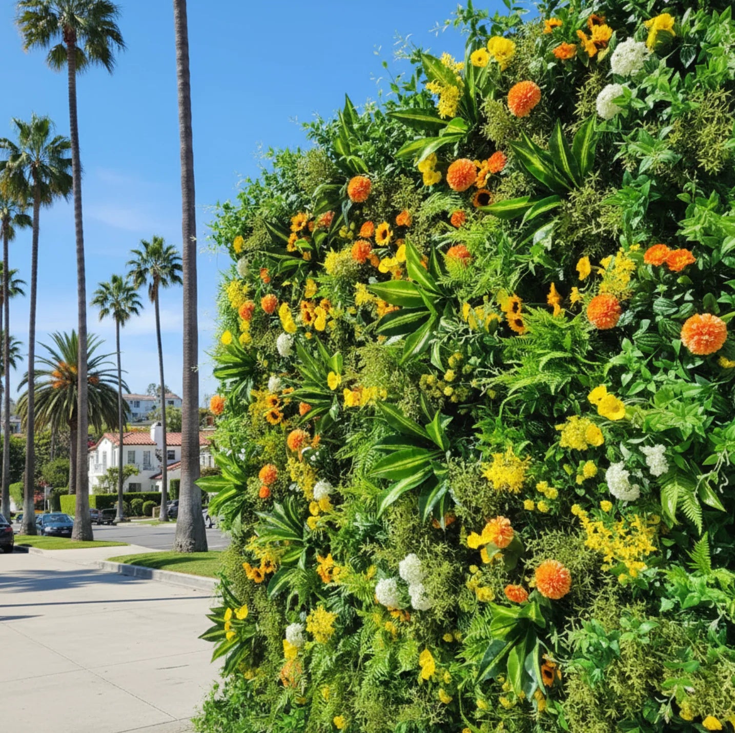 Orange Sunflower Tropical Greenery Premium Flower Backdrops | 510