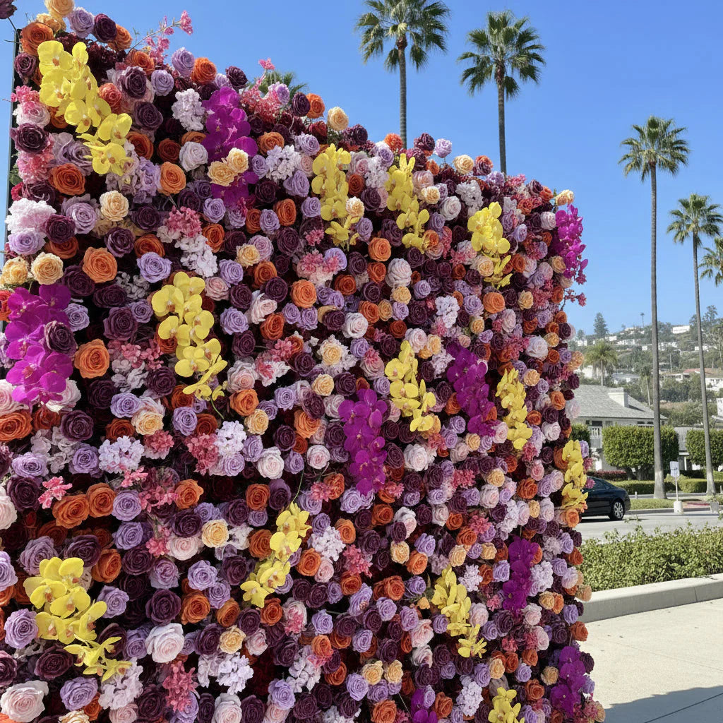 Dripping Purple & Yellow Rose Premium Flower Backdrops | 124