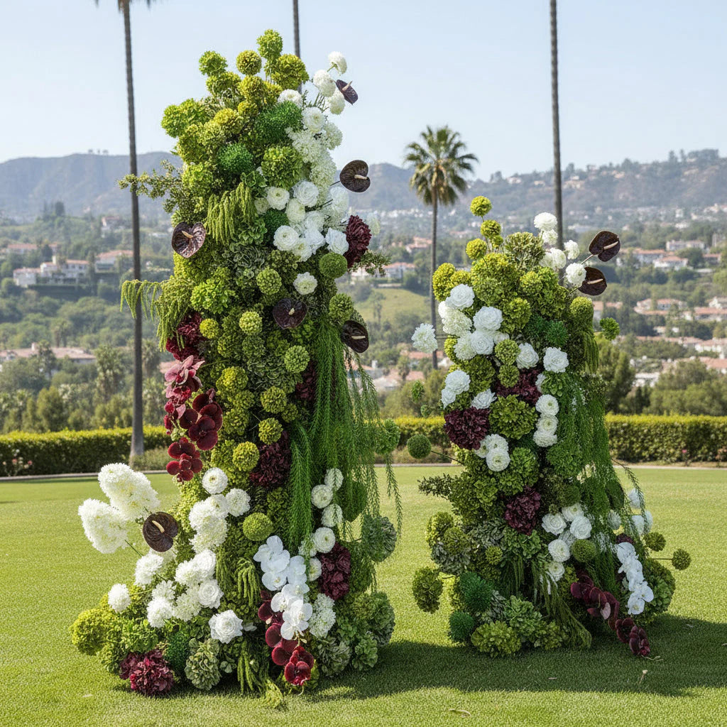 Premium Green, Burgundy and White Flower Backdrops | 4605