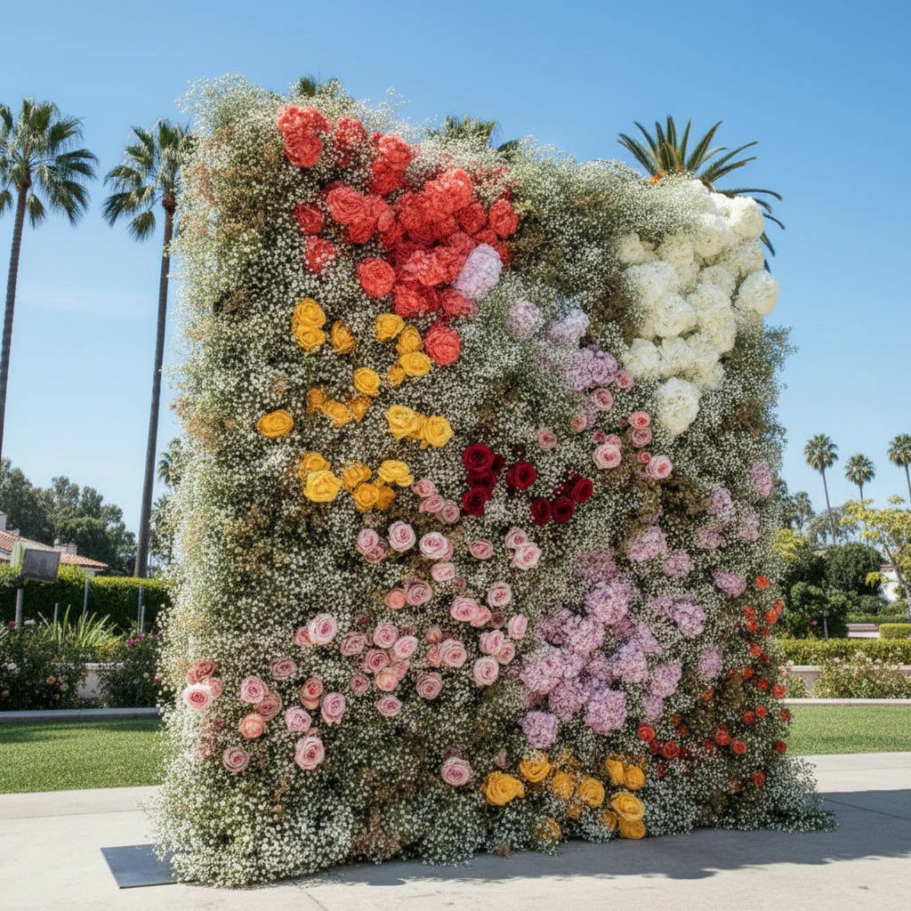 Babys Breath White, Orange, Yellow and Pink Premium Flower Backdrops | 711