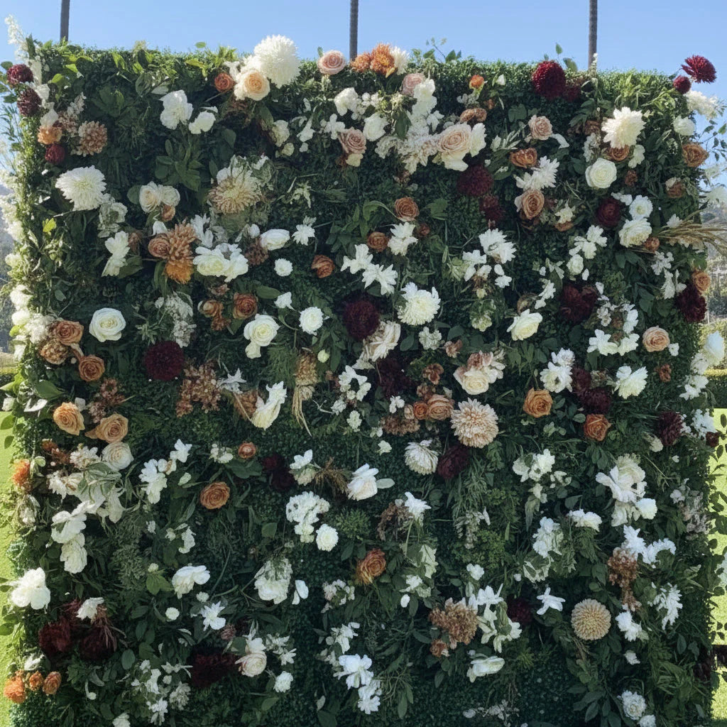 White, Burgundy and Tan Premium Greenery Backdrops | 519