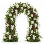 Premium Green, Burgundy and White Flower Backdrops | 4605