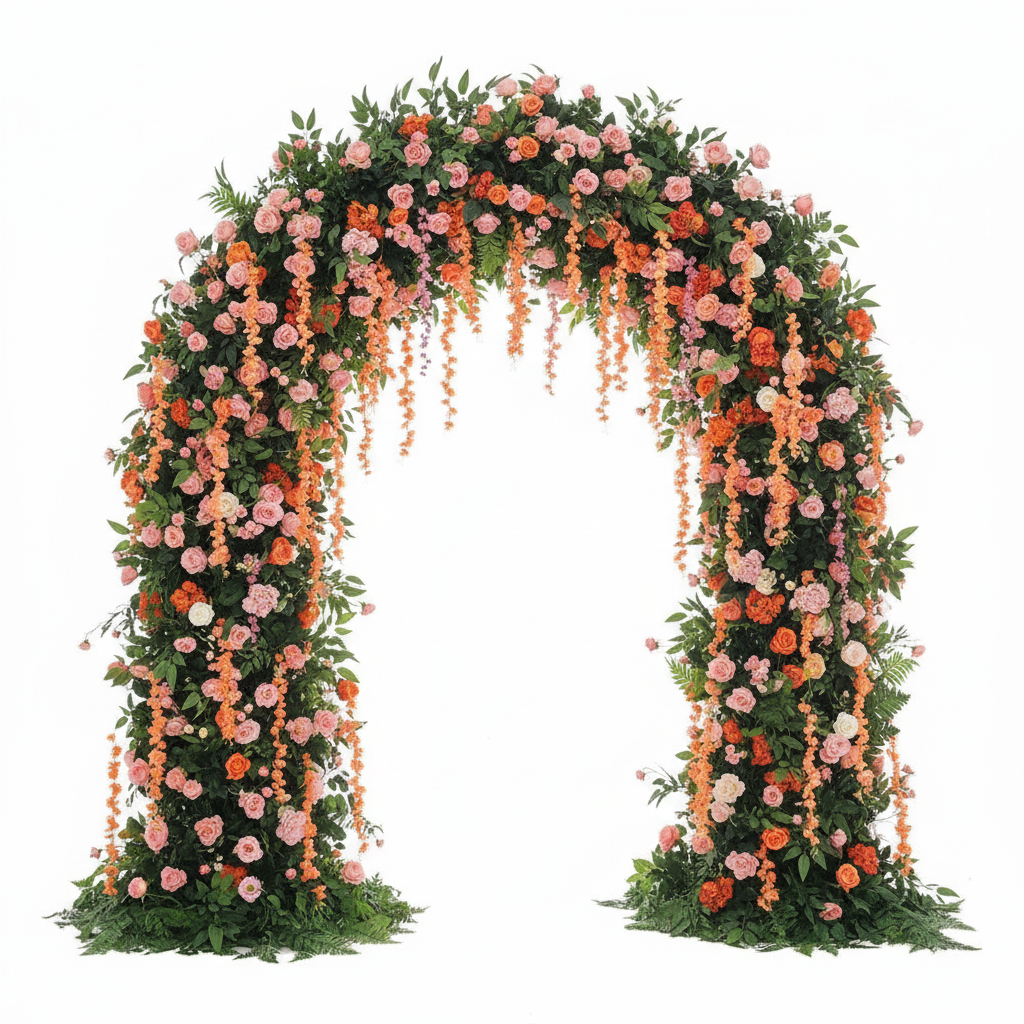 Dripping Orange & Purple Premium Flower Backdrops | 128
