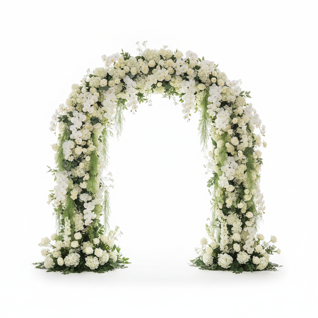 Dripping White Rose Greenery Premium Flower Backdrops | 138