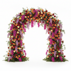 Dripping Florals Purple & Orange Premium Flower Backdrops | 119