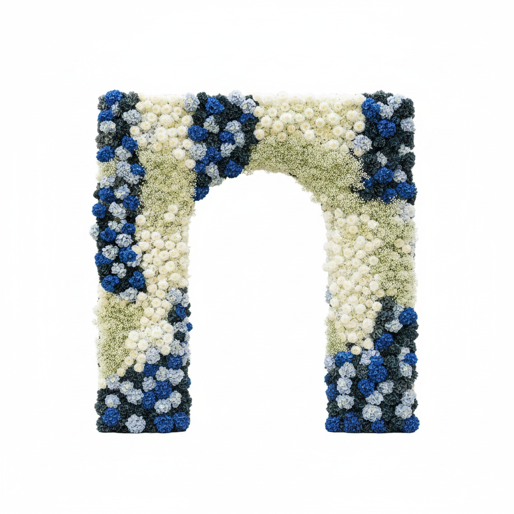 Babys Breath Dark Blue & White Rose Premium Flower Backdrops | 332