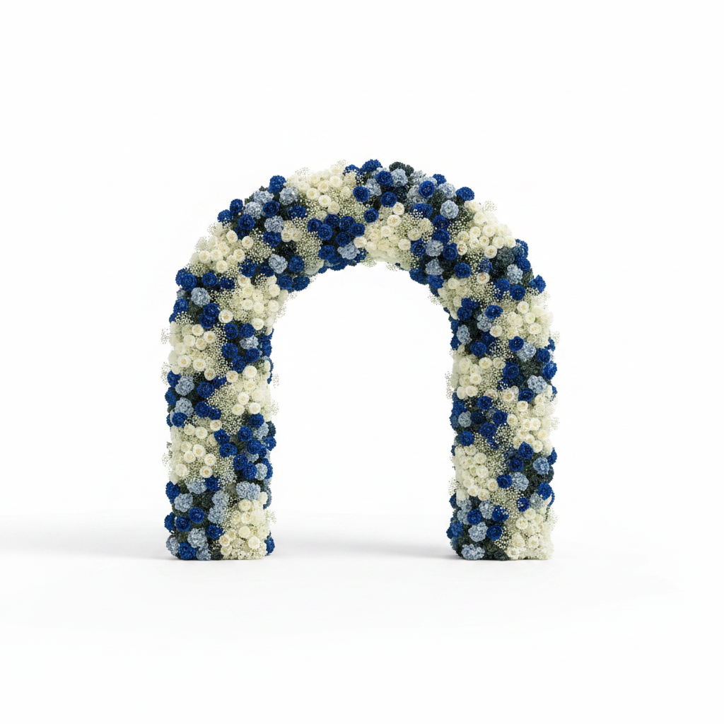 Babys Breath Dark Blue & White Rose Premium Flower Backdrops | 332