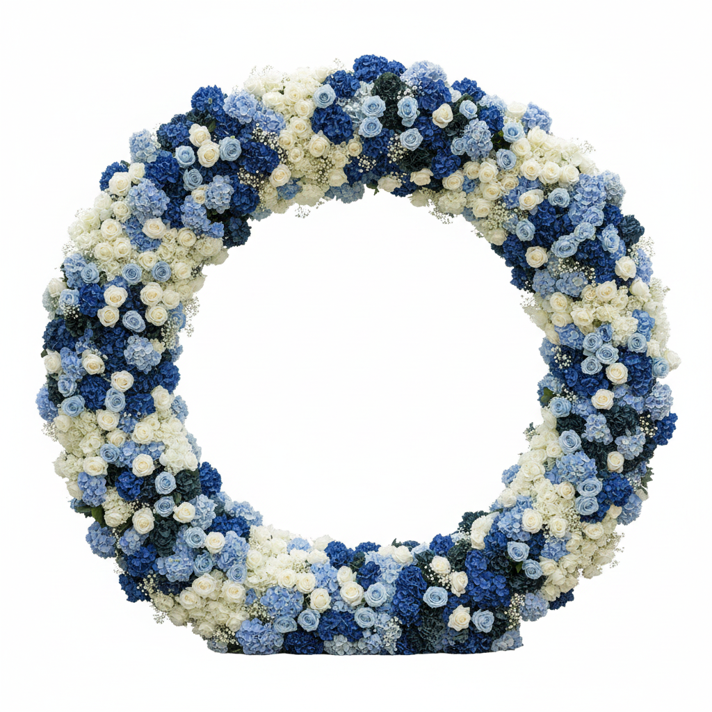 Babys Breath Dark Blue & White Rose Premium Flower Backdrops | 332