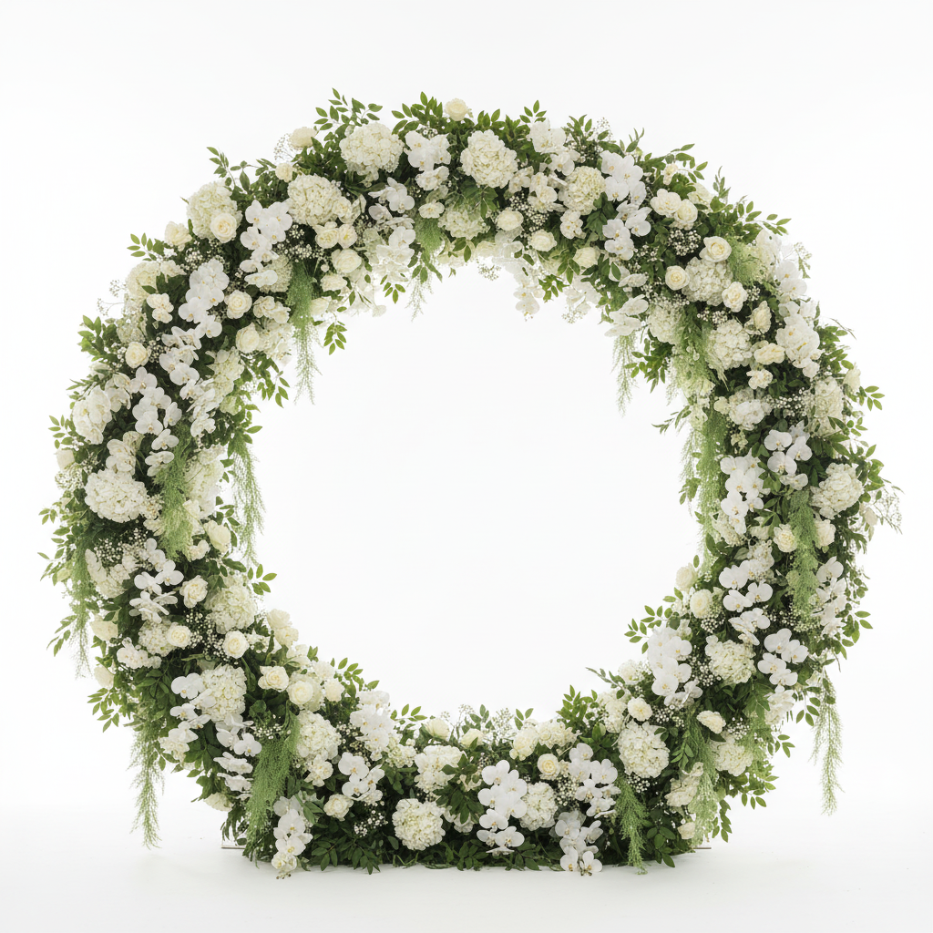 Dripping White Rose Greenery Premium Flower Backdrops | 138