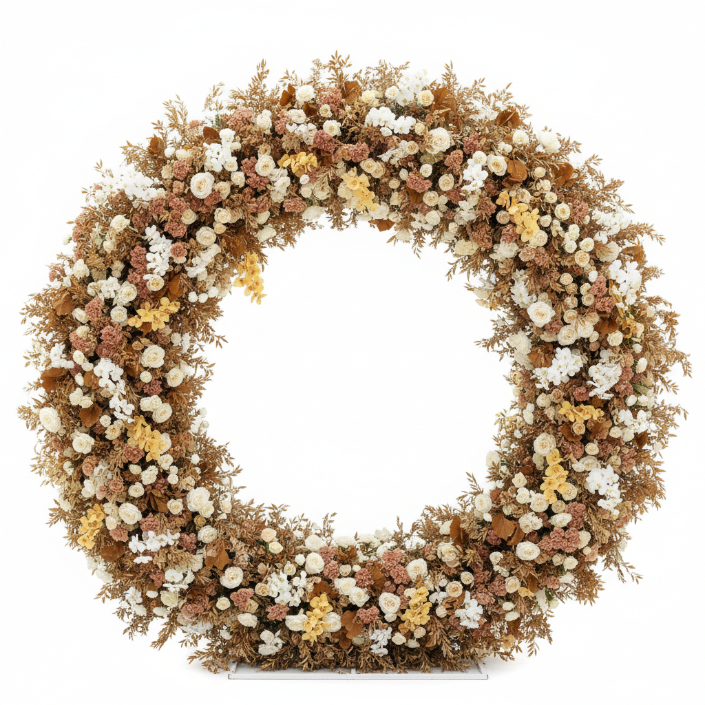 Into the Meadow Premium Tan & White Blush Flower Backdrops | 058