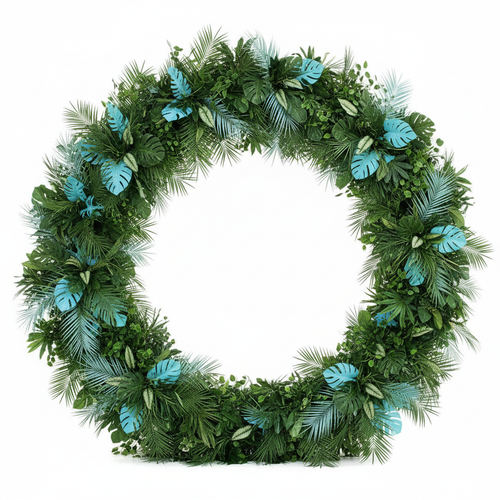 Blue Tropical Premium Greenery Backdrops | 526